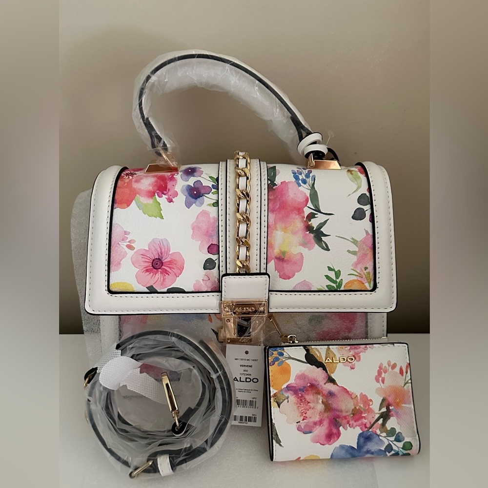 Aldo Floral Crossbody Bag - White and Pink - Picture 2 of 13